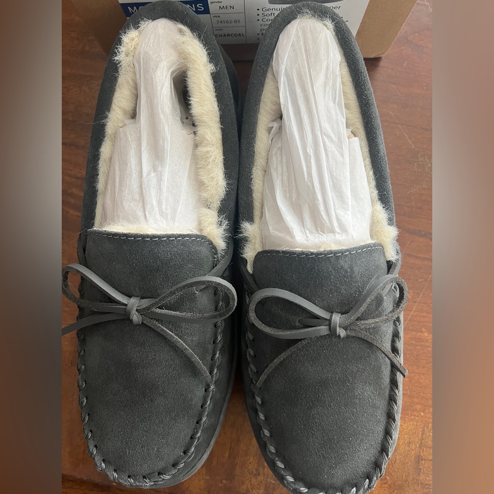 My Sippers Charcoal Leather Men's Moccasins